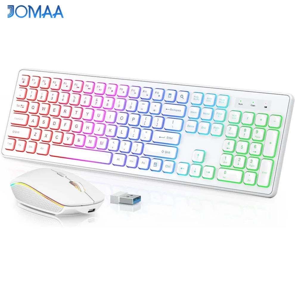 Backlit Backlit Wireless Keyboard and Mouse,Quiet Light Up Keys, Tilt Legs, Rechargeable USB Cordless Combo for Computer, PC, Laptop - Aliexpress Deal
