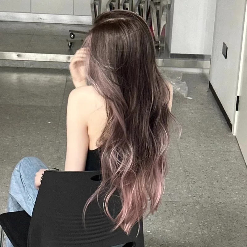 Gradient color  Paris painting dyeing additional volume fluffy one-piece long curly hair highlight dyeing hair extensions