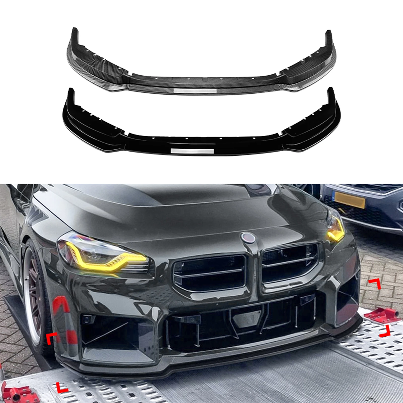 

For BMW 2 Series M2 G87 2023-2024 Front Bumper Spoiler Lip Carbon Fiber Look/Gloss Black Lower Splitter Blade Protection Plate