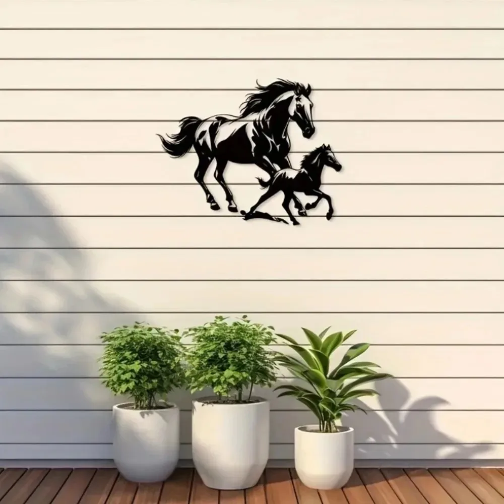 CIFBUY Iron Wall Art Horse Metal Sculpture Hanging Plaque Rustproof Equestrian Home Decor Ornament Accent Wall