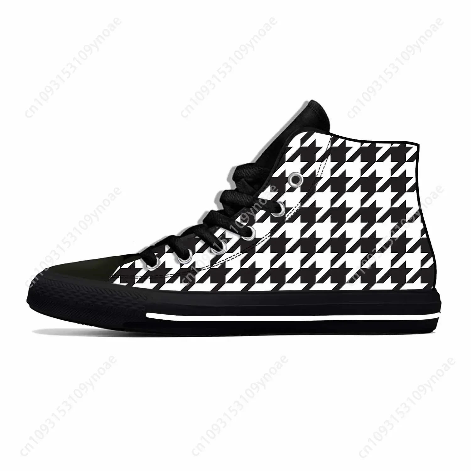 

Houndstooth Dogstooth Check Plaid Pattern Fashion Casual Cloth Shoes High Top Comfortable Breathable 3D Print Men Women Sneakers