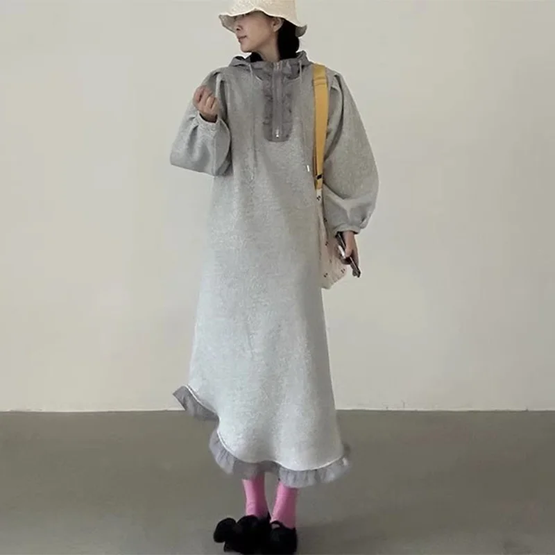 قبعة ريترو مقسمة بقلنسوة Dr Women فضفاضة Sle طويلة Sve ملابس يومية النسخة الكورية خريف جديد أنيق دكتور مع الخشب... #2