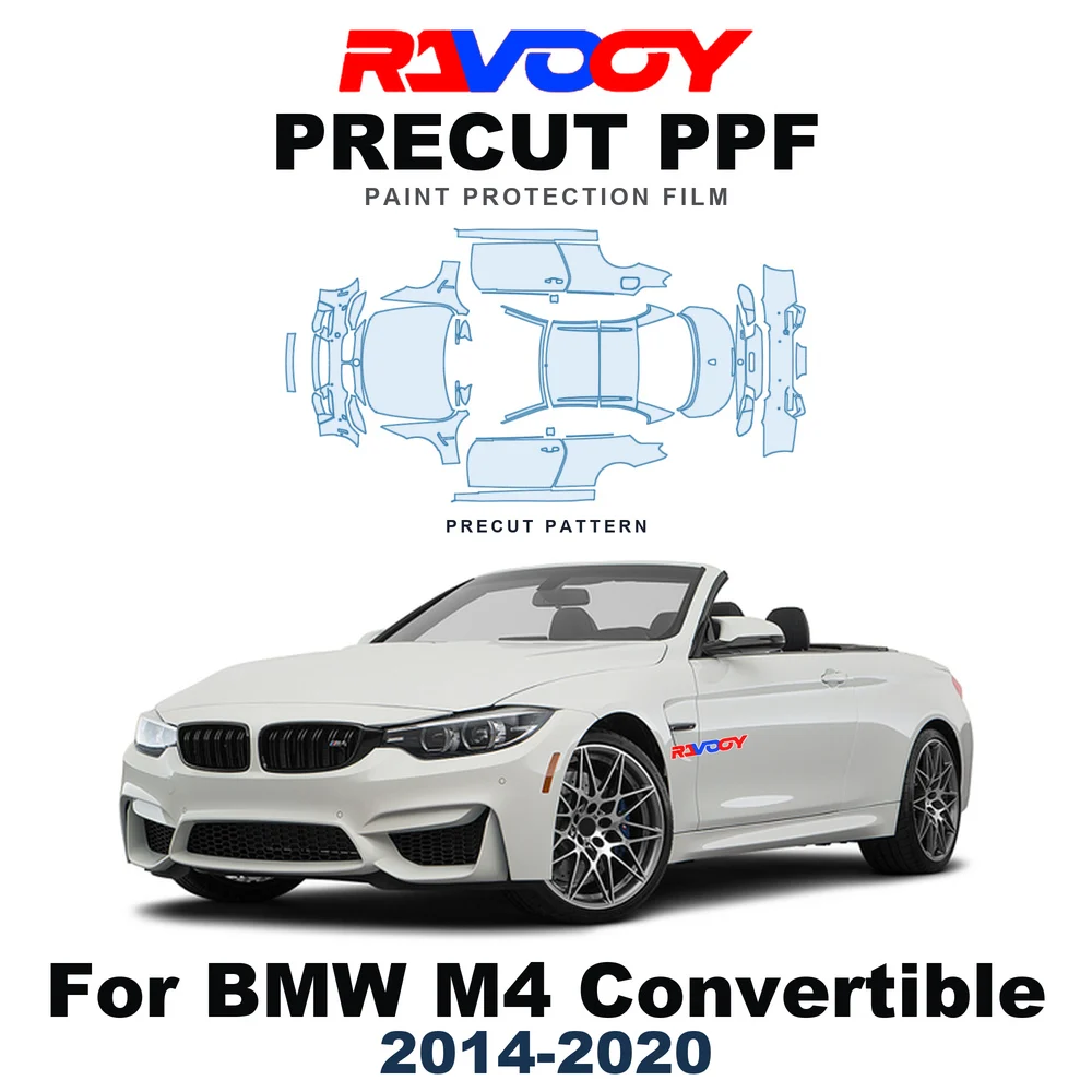 Precut PPF For BMW M4 Base Convertible 2014-2020 8.5mil TPU Paint Protection Film Hood Bonnet Bumper Headlight Self-Healing Roof
