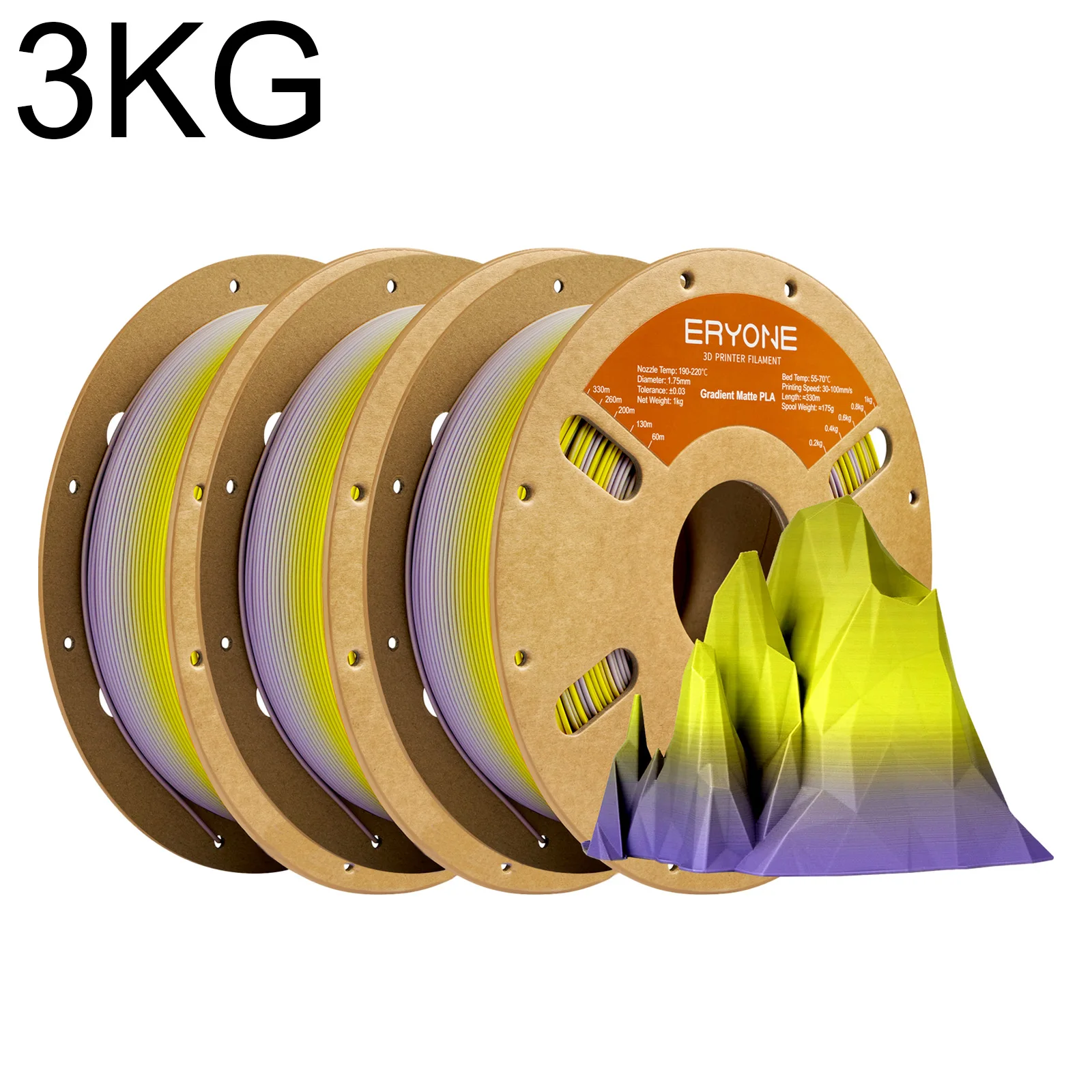 ERYONE 3KG Matte Gradient Multicolor PLA Filament Matte Gradient Regenboog 3D Printer PLA Filament Filament PLA