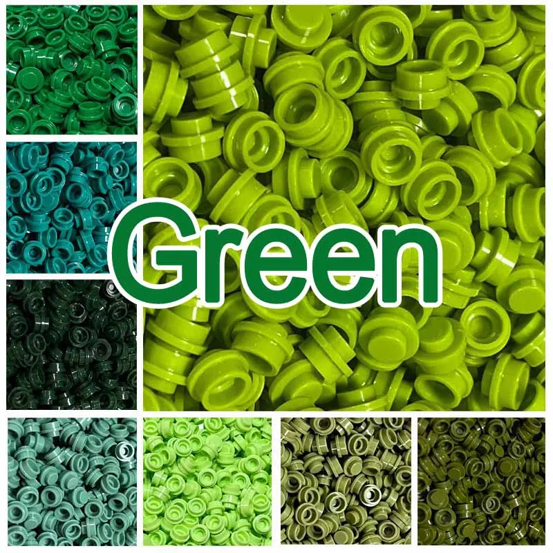 300PCS Green Color Plate 1x1 Round 4073/6141 Building Block Part Brick For Kids Pixel Art Remix Painting Gift Children DIY Toys