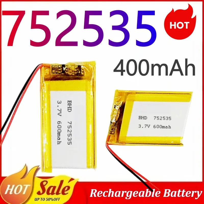 3.7V 600mAh 752535 Lipo Battery For Smart Door Lock Pad POS Machine Scanning Instrument Rechargeable Battery