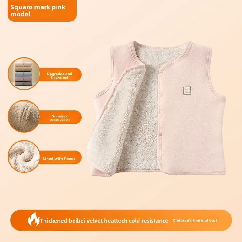 Autumn Winter Kids Fleece Thickened Warm Vest Toddler Casual Sleeveless Vest Soft Cold-Resistant Jacket Vest Boys Girls Children
