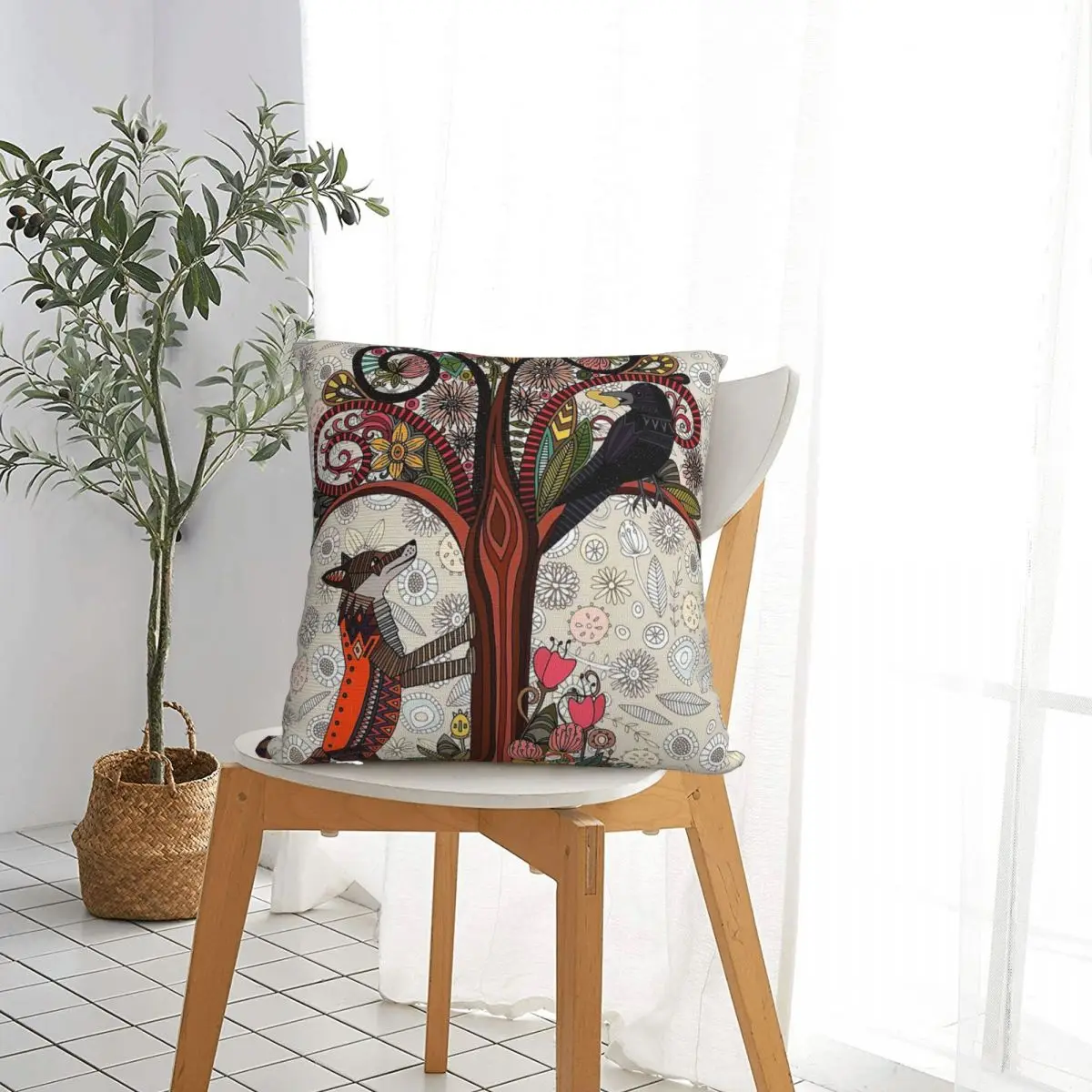 Fox And Crow pillowcase printed cushion cover sofa waist pillow pillow cover