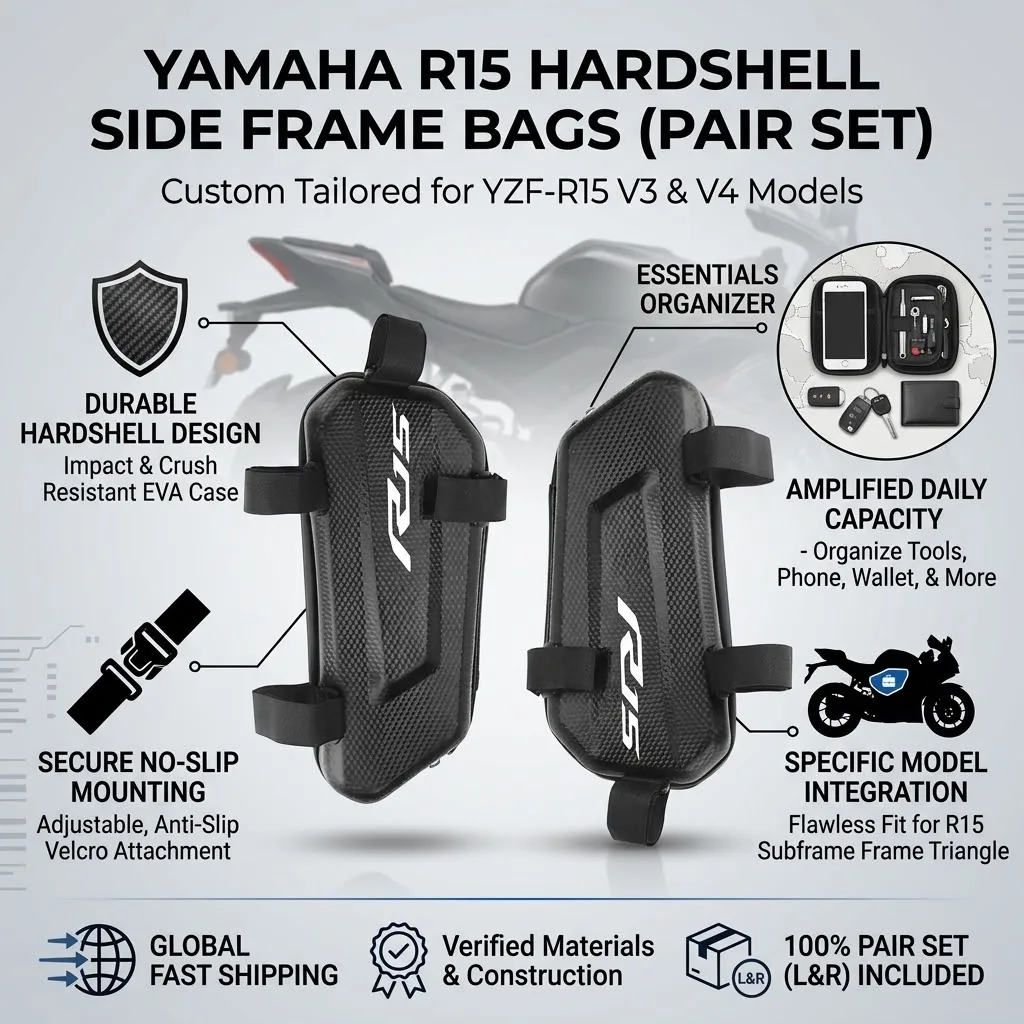 EVA Hard Shell Thickened Fabric Motorcycle Storage Bag Side Bag With LOGO For Yamaha YZF R15 V2 V3 ABS 2009-2020