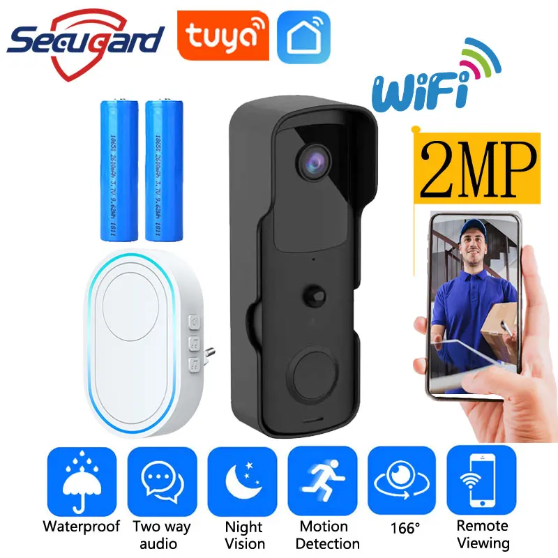 Tuya campainha de vídeo wi fi câmera ao ar livre à prova dwireless água 1080p campainha da porta sem fio bem-vindo vídeo porteiro app detecção movimento remoto