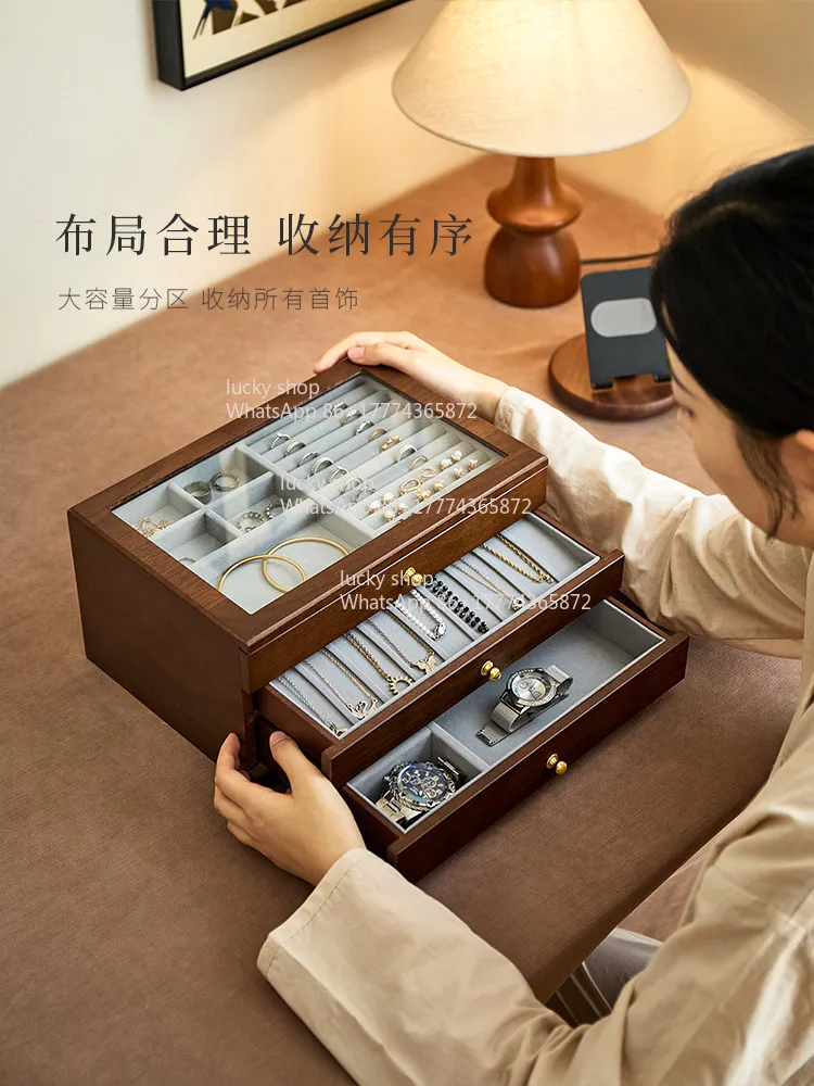 Multi-layer Jewelry Box High-end Exquisite Large-capacity Necklace Ring Hand Jewelry Storage Box