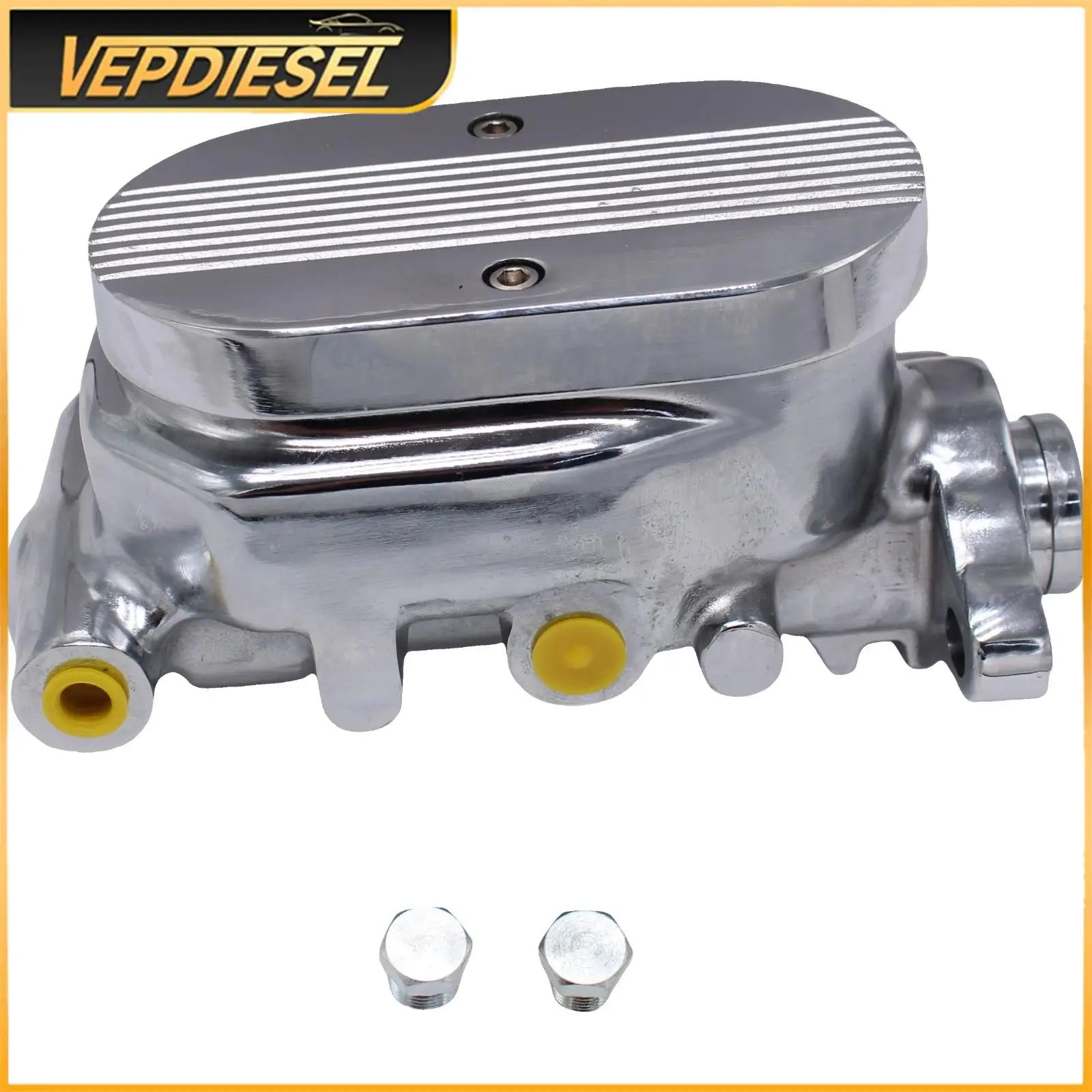 

Chrome Flat Brake Master Cylinder 1" Bore 9/16" and 1/2" Ports Dual For GM Corvette Cars Trucks Boosters Disc Drum Accessories