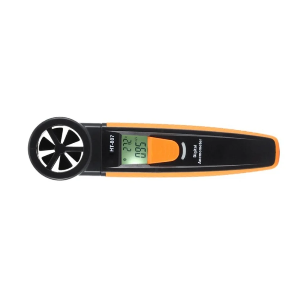 Portable HT-807 Impeller Anemometer with Clear LCD Readout for Low Light Conditions and On-the-Go Air Velocity Verification