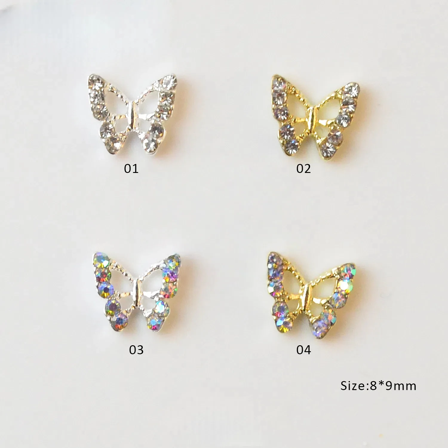 30pcs Alloy Butterfly Nail Charms  Luxe Metal DIY Butterfly Irregular colorful Rhinestone Decor Hot Fashion Manicure Accessories