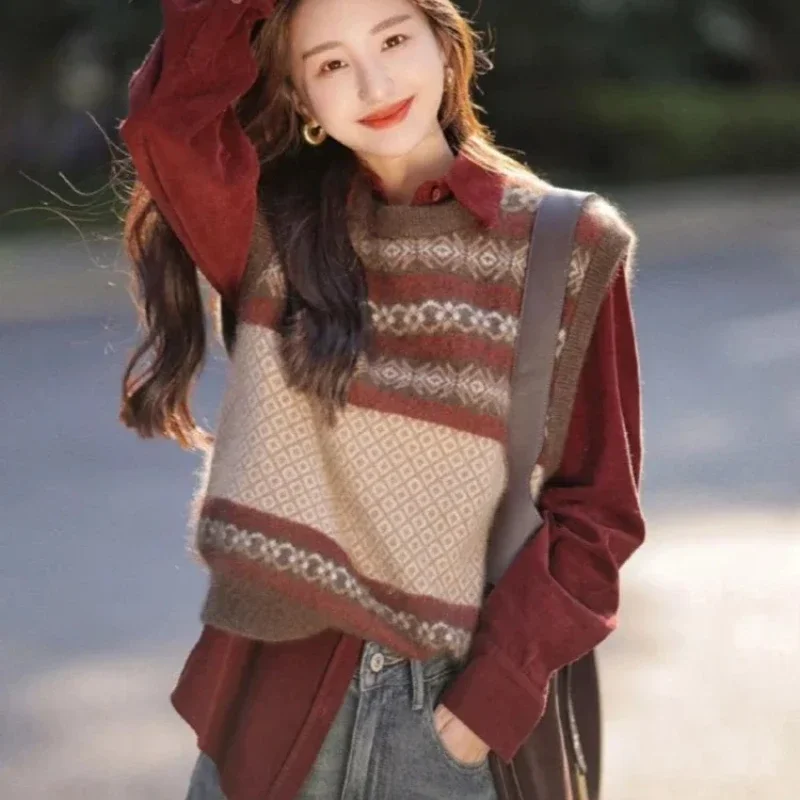 

Women's Knitted Vest New Knitwear Spring Autumn Vintage Female Sweater Casual Wear To Work Tops 2024 Y2k Aesthetic In Waistcoat