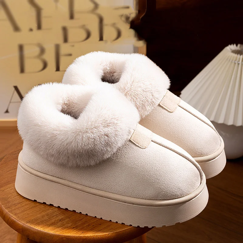 Casual Flauschige Warme Schnee Stiefel für Frauen Plattform Nicht Rutsch Verschleiß Beständig Pelz Stiefel Frau Verdicken Plüsch Gemütliche Baumwolle Schuhe Dame – Detail 6