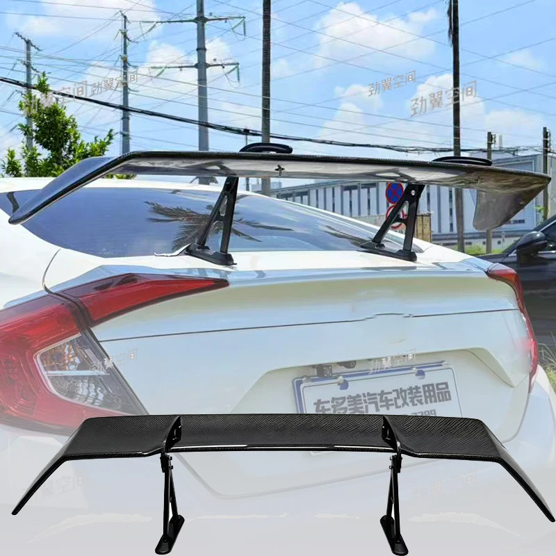 STI Style Real Carbon Fiber GT Wing Car Modification Accessories For Honda 10th & 11th Gen Civic 2016-2018
