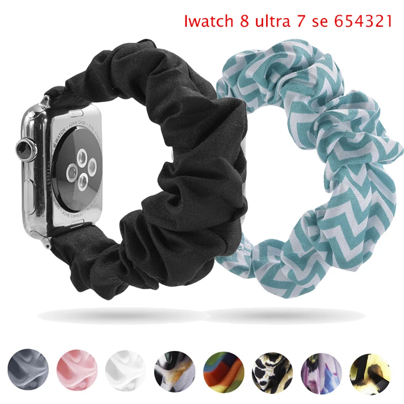 Scrunchie Strap for Apple watch band 44/40/49/45/41/38/42mm Women stretch belt correa bracelet iwatch series 7 8 ultra 6 se 5 3