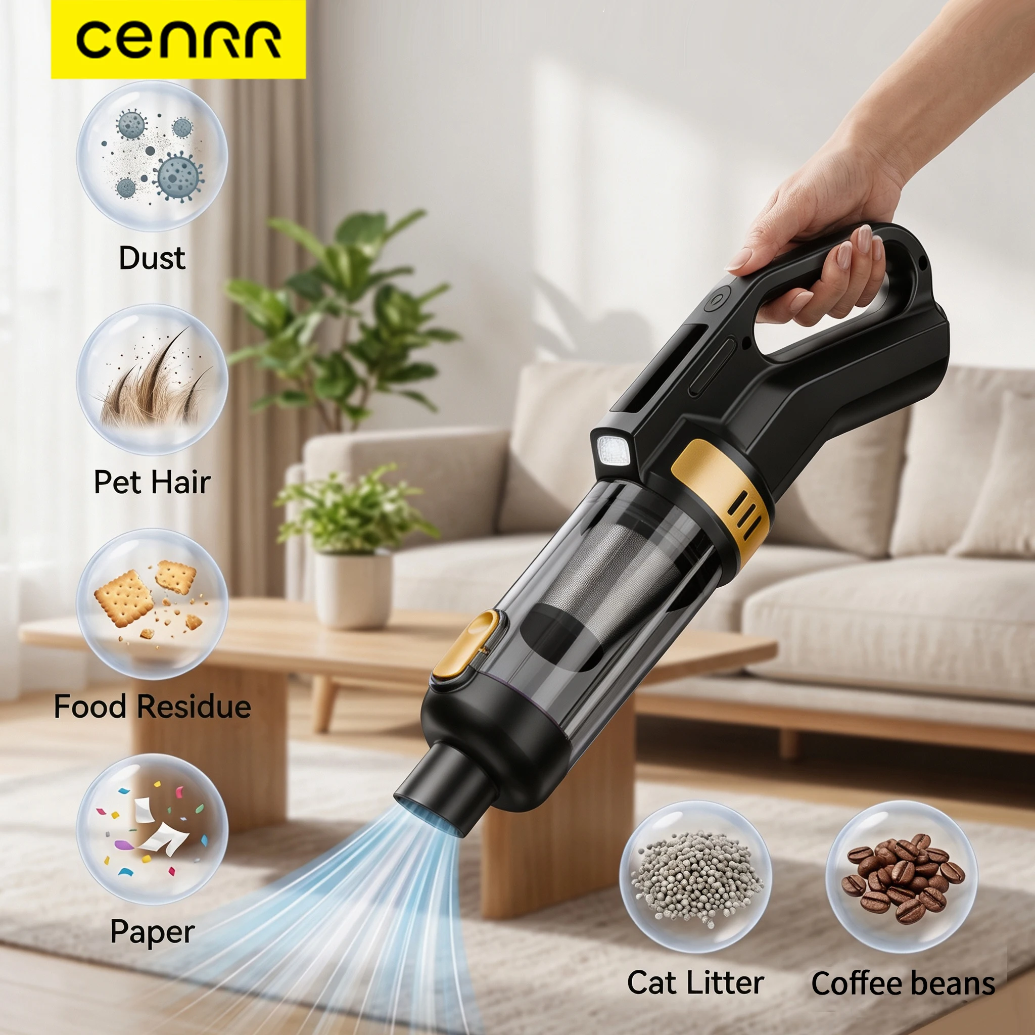 CENRR 2026 NEW Handheld Vacuum Cleaner Cordless High Suction Portable Mini  Vacuum Cleaner for Home and With Car Vacuum Cleaning