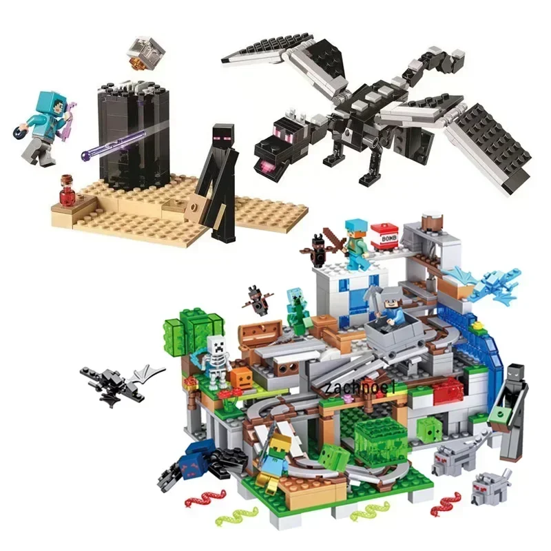 My world Mountain Cave Compatible 21154 Shadow Dragon Battle Slayer Pear building block ของเล่นเด็กคริสต์มาสของขวัญ