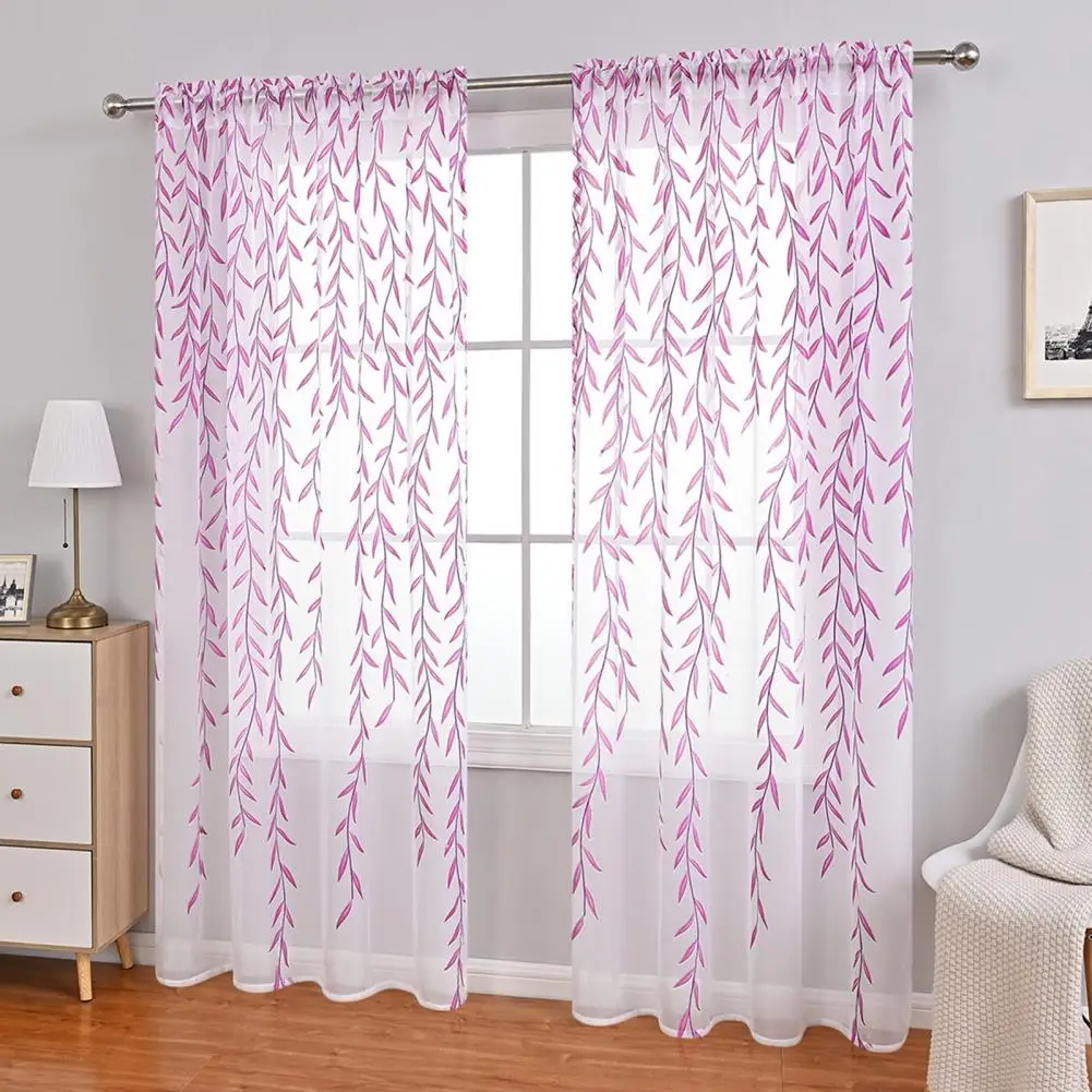 Modern Simple Balcony Tulle Curtain Quick Drying Window Curtain Screening Wicker Print Window Curtain Home Decor