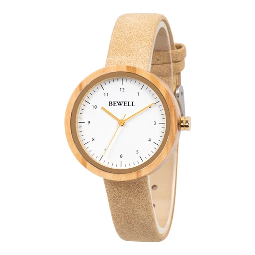 Reloj de madera minimalista de moda para mujer con correa ultra sintética genuina reloj de regalo con movimiento japonés