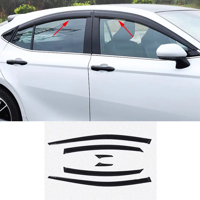

car accessories FIT For Toyota Camry XV80 2024 2025 black Window Visor Vent Shades Sun Rain 6PCS