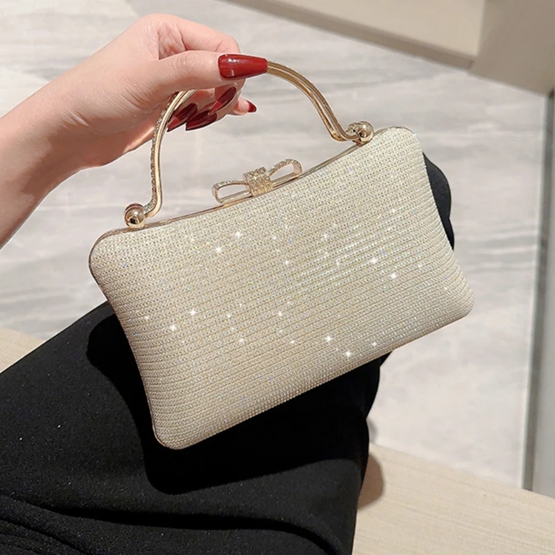 Elegant Shimmering Evening Bag Women Stylish Wedding Clutch Purse Prom Party Handbag Casual Small Chain Crossbody Shoulder Bag