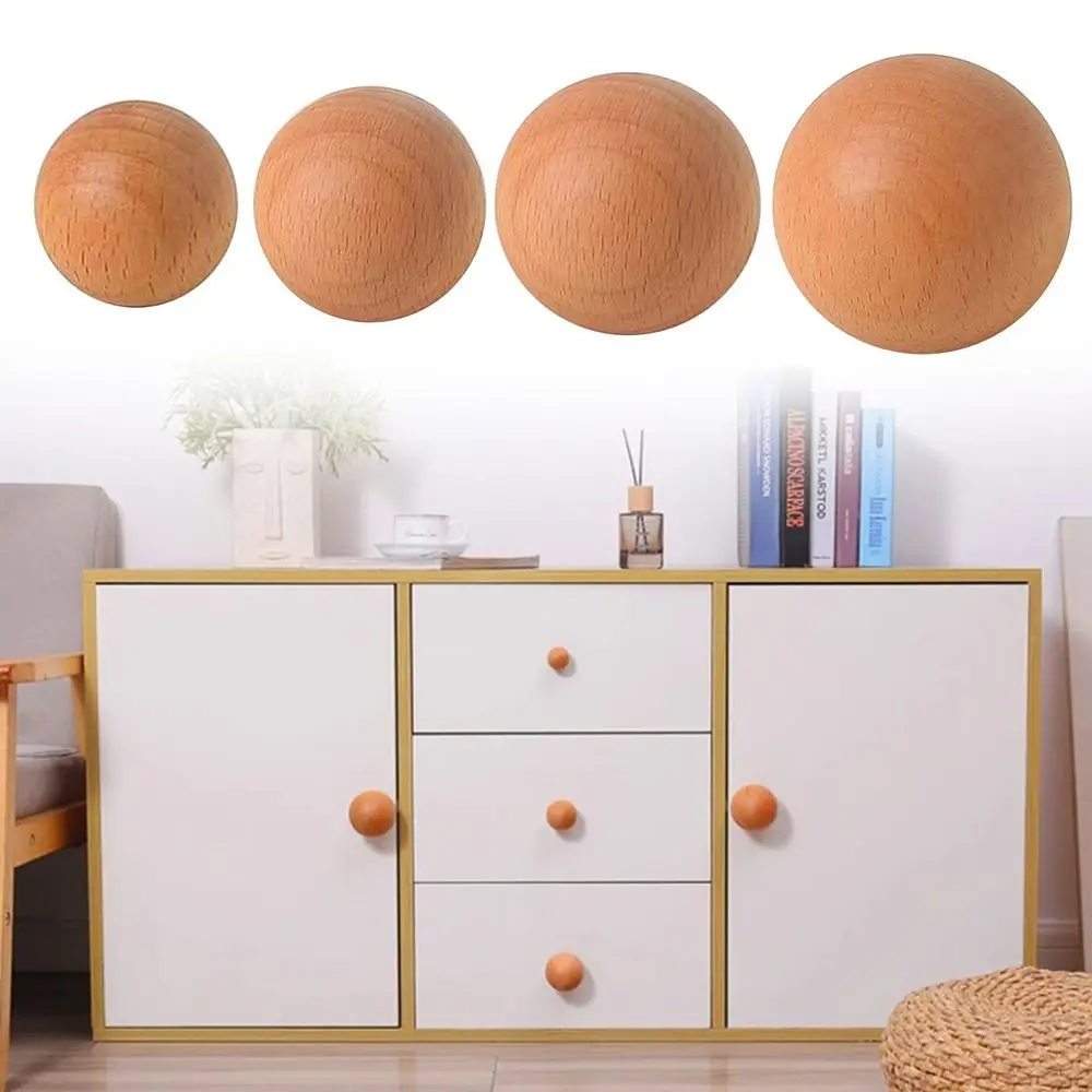Accessories Nordic Cupboard Wardrobe Pulls Simple Beech Wooden Door Handles Round Wardrobe Knob Home Decoration