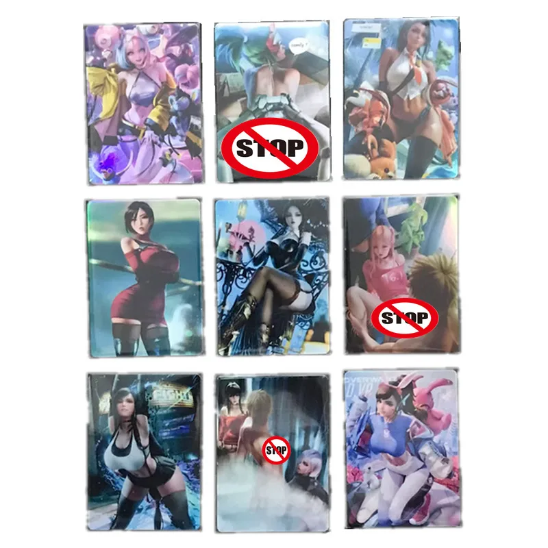 9Pcs/set Homemade Anime Cards Pokémon Tifa  ACG Beauty Sexy Nude Cards Toys Games Gifts Comics DIY Collection Cards