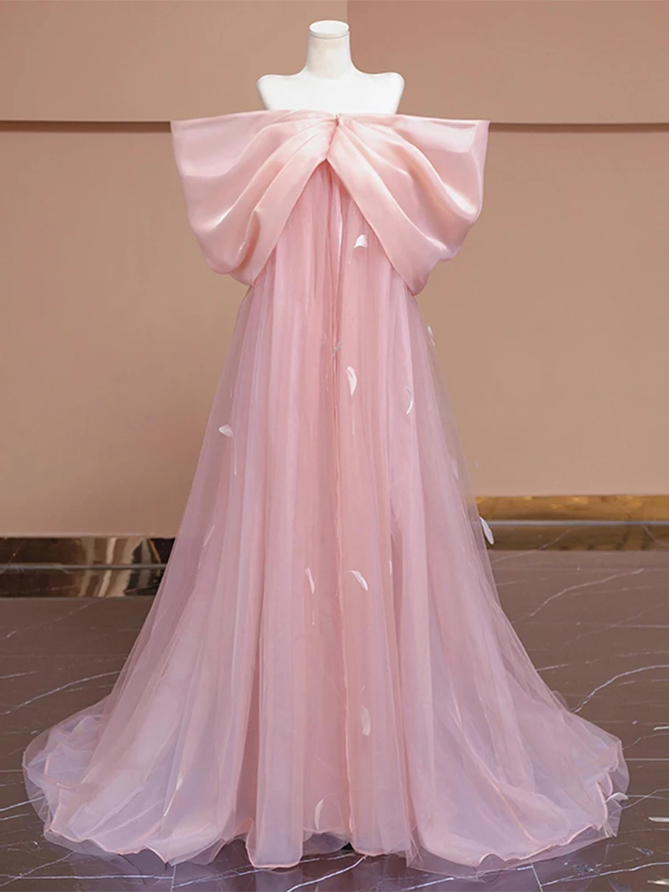 

Элегантное длинное вечернее платье с узлом для свадьбы, дня рождения, вечеринки, сказочное бальное платье принцессы
