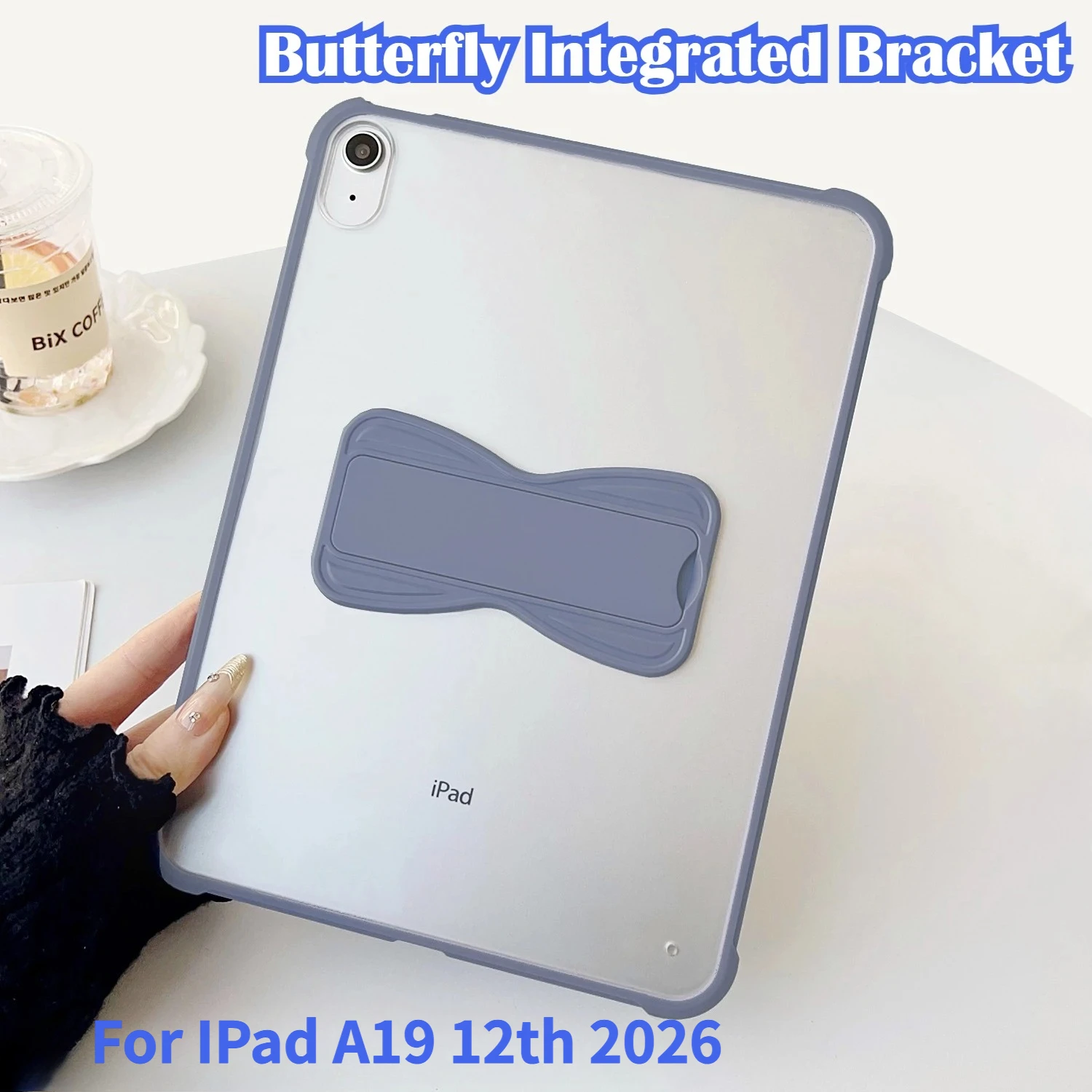 2026 New Matte Clear Frosted Butterfly Bracket Case for IPad A19 12th A16 11/10th Air 8 7 6 5 4 10.9 Pro11 Shockproof Back Cover