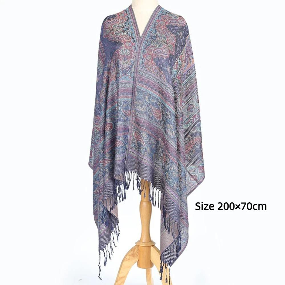 Luxo bohemia hijab cachecol 200x70cm borla cobertor longo xale de caxemira macio turbante cabeça envolve feminino bandana