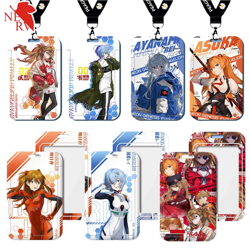 EVA Asuka ID Card Holders Anime Neon Genesis Evangelion ID Badge with Lanyards Credit Cards Access Card Holders Accessories