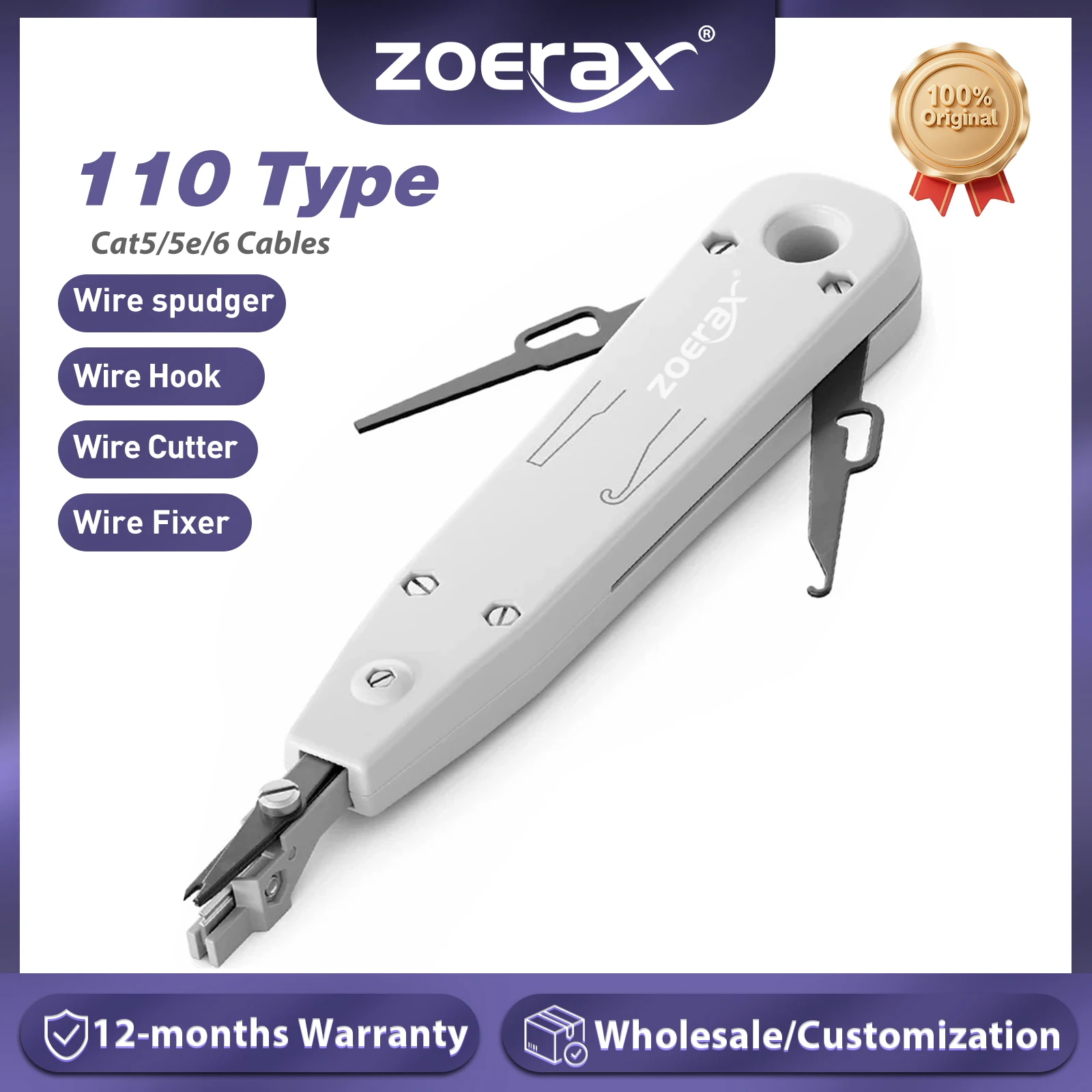 ZoeRax Punch Down Tool 110 Wire Cutter Knife Telecom Pliers For Rj45 Keystone Jack Network Cable Telephone Module Patch Panel