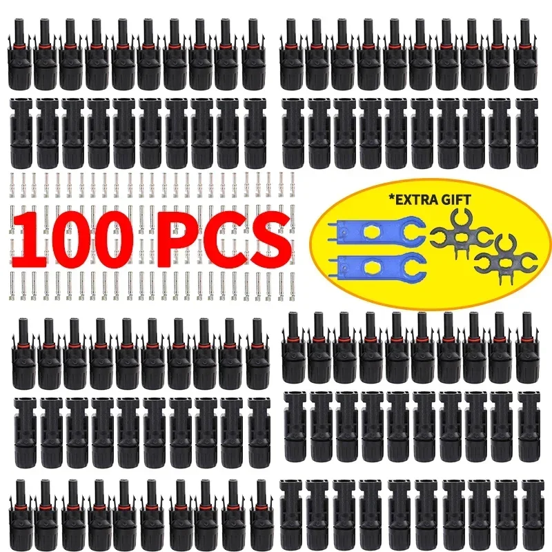 

400/200/100/10 Pcs Solar Connector PV Plug 1000V DC 30A Connectors Kit for Photovoltaic PV/MC Cable 2.5/4/6mm²