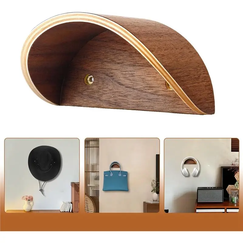 Cowboy Hat Rack For Wall, 2 Pack Wooden Hat Holder With Satin Finish, Non-Damage Brim Design For Western Hat Organizer