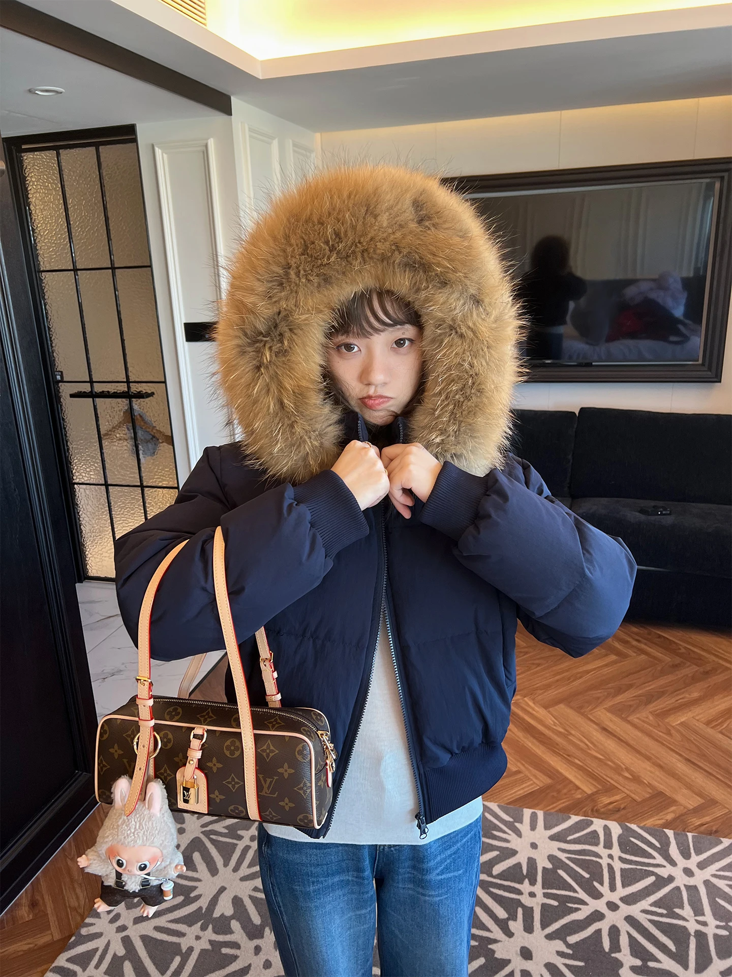 

Women's Thiened ort down Jaet 90 White Du down Hooded Waist-Cinching Bread Coat Warm Winter Outerwear Nylon Fabric