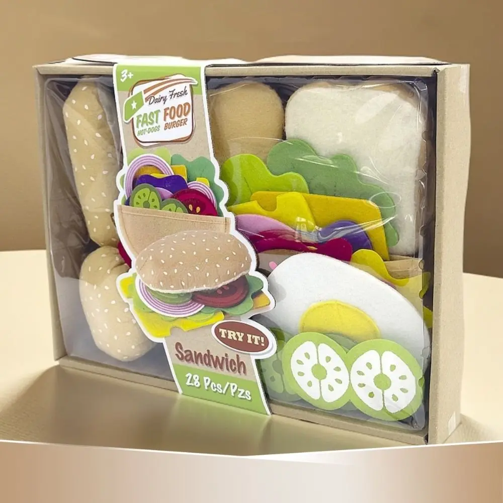 Role Playing Felt Cloth Burger Toy Burger Make Pizza Felt Combination Food Toy Simulation Educational Felt Food Burger Food Set