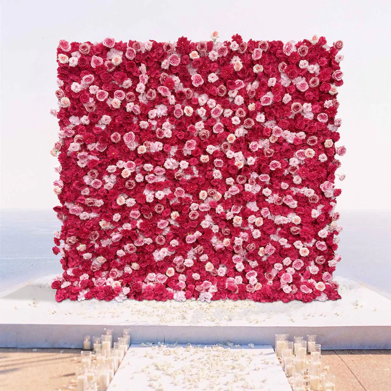 Uflower Pink Red Rose 5D Wedding Artificial Flower Wall Flower Arch Row Backdrop Event Party Props Flowers Floral Arrangement