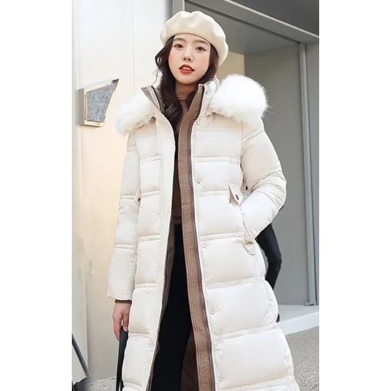 Women's Parkas Coat Urban Style 2024 Winter New Fur Collar Thick Loose Cotton Jacket Long Zipper Women Clothing Autumn Winter