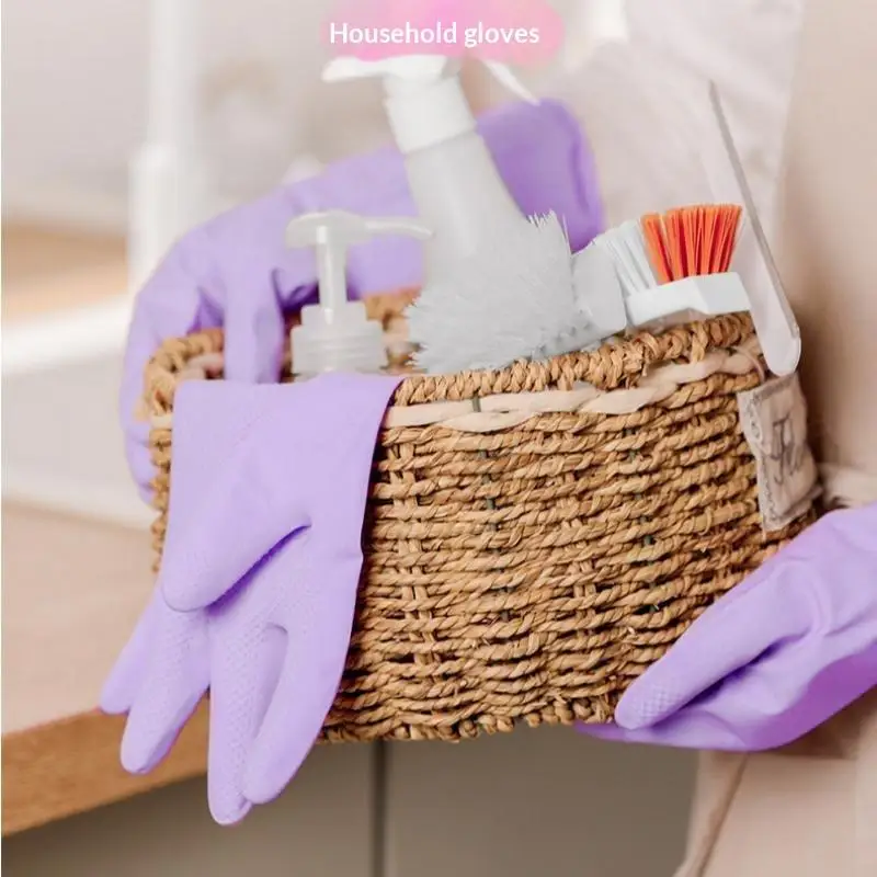 1 Paar Latex-Geschirrspülhandschuhe, mit rutschfestem Griff, wasserabweisender, wiederverwendbarer Gummihandschuh, für die Reinigung von Küche und Bad – Detail 9
