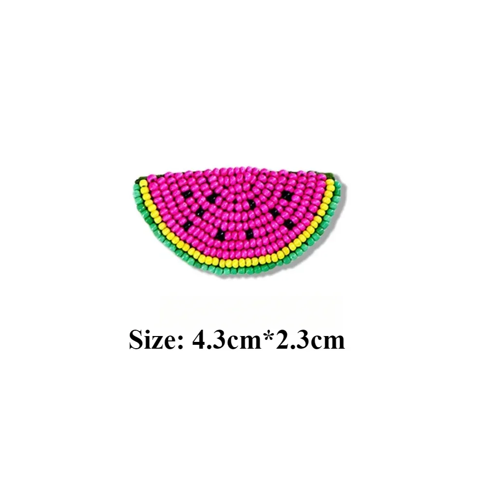Handmade Bead Embroidery Cute Lemon Watermelon Fruit Cloth Sticker Small DIY Clothing Accessories Bag Shoes Decorative Decal