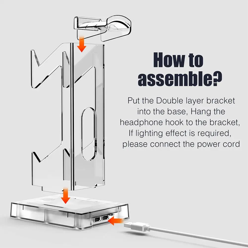 For PS5 Dual Sense Controller Holder With RGB LED Light Game Handheld Controller And Headphone Mount Bracket Stand For Xbox NS