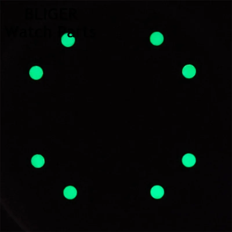 BLIGER 29mm Watch Dial Black Green Blue White Dial Green Luminous Fit NH35 NH36 ETA2824 2836 PT5000 Miyota Mingzhu DG Movement