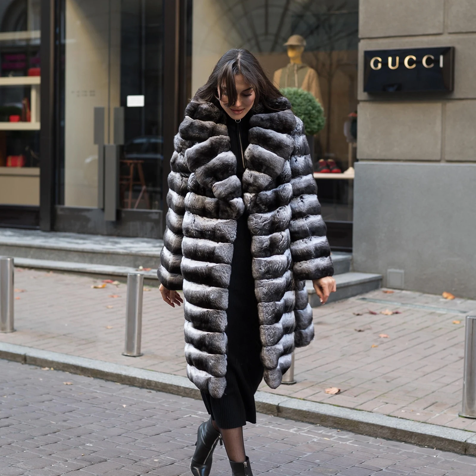 90cm Long Real Rex Rabbit Fur Coat Lapel Collar Winter Fashion Natural Rex Rabbit Fur Coats Trendy Fur Overcoat Luxury Woman