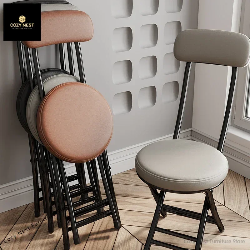 

Multi - func Folding Chair: Home Backrest, Dorm Round Stool, Portable for Rentals, Bestseller