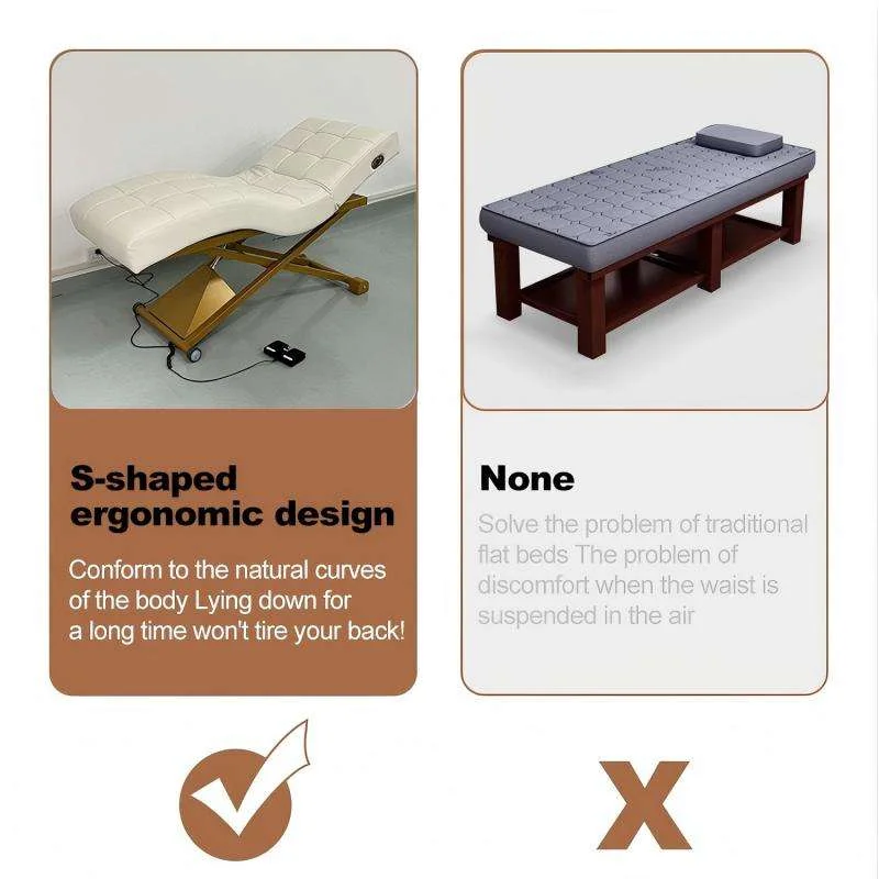 Factory Price Adjustable Massage Table Memory Foam Stainless Steel Spa Massage Bed Curved Electric Lash Bed SPA Salon Furniture