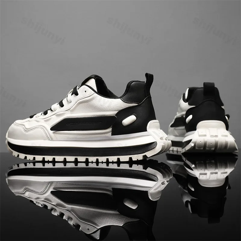 Mens Casual Shoes 2025 Autumn New  Comfortable Thick Sole Mixed Colour Outdoor Breathable Anti Slip Male Sneakers Retro Footwear