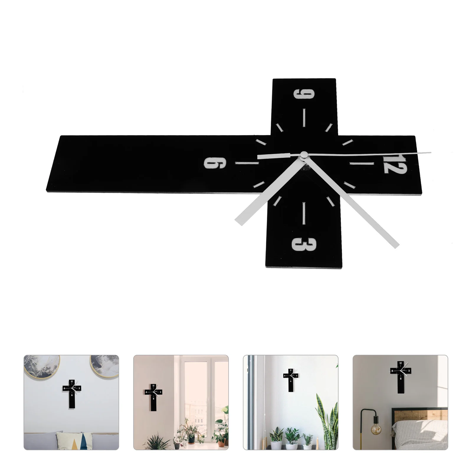

Cross Wall Clock Double-sided Non Ticking Multifunction Fancy for Home Decor Acrylic Clocks Living Room